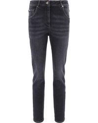 Brunello Cucinelli - Logo Patch Faded Skinny Jeans - Lyst