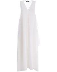 Herno - V-neck Panelled Sleeveless Midi Dress - Lyst