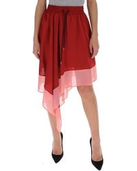 Sacai Drawstring Waist Asymmetric Skirt - Red