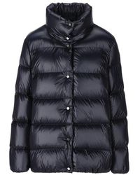 Moncler - Logo Patch Button-up Padded Jacket - Lyst
