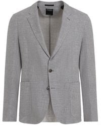 ZEGNA - Linen And Silk Mulberry Blend Blazer Jacket - Lyst
