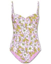 Tory Burch - Floral-print Cut-out Swimsuit - Lyst