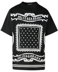 Dolce & Gabbana - Crewneck T-Shirt With Bandana Print All-Over - Lyst