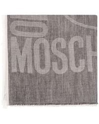 Moschino - Logo-jacquard Frayed Edge Lurex Scarf - Lyst