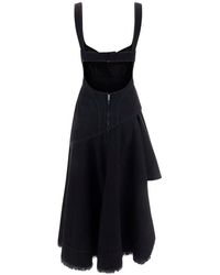 Alexander McQueen Denim Flared Mini Dress - Black