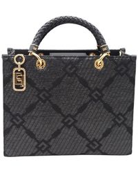 Elisabetta Franchi Logo-Jacquard Mini Tote Bag in Blue | Lyst