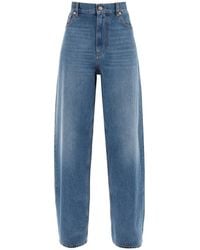 Valentino - Logo Patch Wide Leg Jeans - Lyst