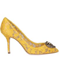 Dolce & Gabbana Taormina Devotion Heart Lace Pumps - Yellow