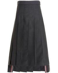 Thom Browne - Rwb Stripe Pleated Midi Skirt - Lyst
