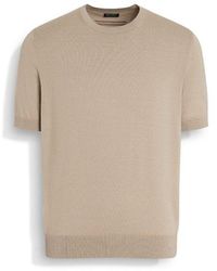 ZEGNA - Light Taupe Premium Cotton T-Shirt - Lyst