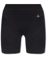 Vivienne Westwood - Logo Embroidered Ribbed-knit Stretch Shorts - Lyst