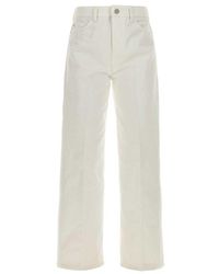 Emporio Armani - Logo Embroidered Wide-leg Trousers - Lyst
