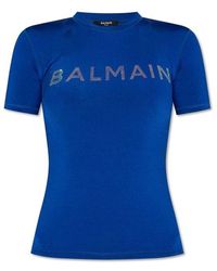 Balmain - Logo Embellished Crewneck Swim Top - Lyst