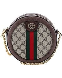 Gucci - Ophidia Mini Round GG Supreme Canvas & Leather Crossbody - Lyst