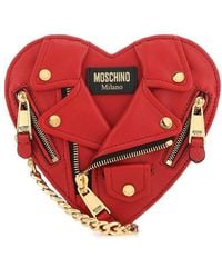 Moschino Red Leather Biker Handbag
