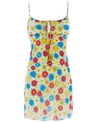 Saint Laurent - Floral Printed Sleeveless Mini Dress - Lyst