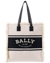 Bally - Logo Embroidered Fringed Tote Bag - Lyst