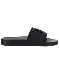 Dolce & Gabbana Logo Embossed Sandals - Black