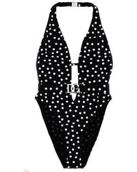 Dolce & Gabbana - Logo Polka Dot One-piece Swimsuit Beachwear - Lyst