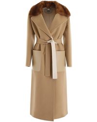 Fendi Straight Cut Belted Coat - Natural