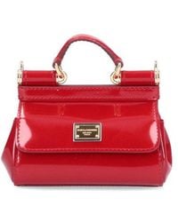 Dolce & Gabbana Logo Plaque Chain Link Mini Shoulder Bag - Red