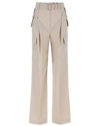 Prada - Belted Wide-Leg Trousers - Lyst