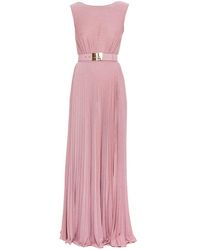 Elisabetta Franchi Cowl Neck Pleated Maxi Dress - Pink