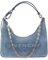 Givenchy - Embellished Leather-trimmed Denim Shoulder Bag - Lyst