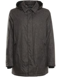 Herno Hooded Zip-up Carcoat - Grey