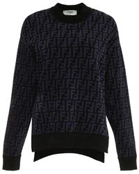 Fendi - Monogram Jacquard Crewneck Sweater - Lyst