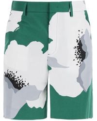 Valentino - Flower Portrait-Print Poplin Bermuda Shorts - Lyst
