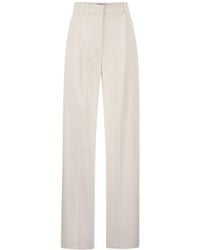 Elisabetta Franchi - Crepe Trousers With Satin Details - Lyst