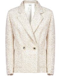 Alessandra Rich Crystal Button Tailored Tweed Blazer - Metallic