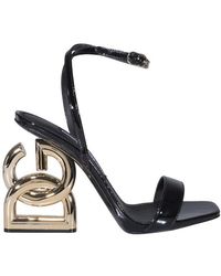 Dolce & Gabbana Keira Logo Heel Sandals - Black
