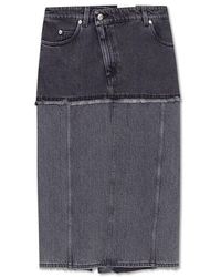 McQueen - Denim Skirt With Cut-Out - Lyst