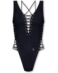 Dolce & Gabbana - Logo-lettering Tie-fastening Swimsuit - Lyst