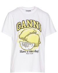 Ganni - Relaxed Lemon T-shirt. - Lyst