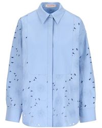 Valentino - Floral Embroidered Long-sleeved Shirt - Lyst
