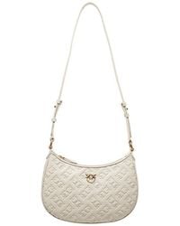 Pinko - Logo Plaque Monogrammed Shoulder Bag - Lyst