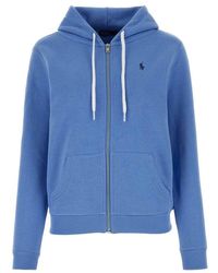 Polo Ralph Lauren - Logo Embroidered Zipped Drawstring Hoodie - Lyst