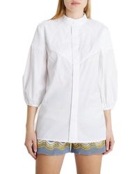 FEDERICA TOSI - Mandarin Collar Buttoned Shirt - Lyst