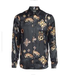 Mens Shirts Just Cavalli Shirts White Save 8% Just Cavalli Cotton Shirt With Contrasting Logo Print in Beige for Men 