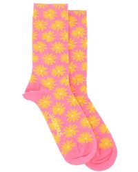 Jacquemus Les Chaussettes Allover Floral Intarsia Knit Socks - Pink