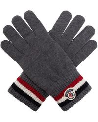 Grey Mens Accessories Gloves for Men Moncler Grey Wool Stripe Gloves in Charcoal 