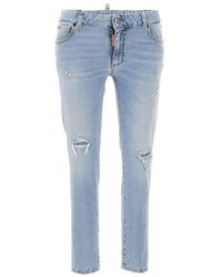 DSquared² - Medium Waist Cropped Twiggy Jeans - Lyst