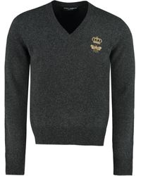 Dolce & Gabbana Virgin Wool Jumper With Embroidery - Grey