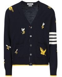 Thom Browne - 4-bar Striped Intarsia-patterned Buttoned Cardigan - Lyst