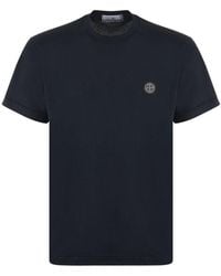 Stone Island T-shirt With Logo Patch - Blue