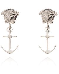 Versace - Nautical Medusa Logo-engraved Anchor-pendant Earrings - Lyst