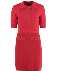 Pinko - Pointelle-knitted Short-sleeved Mini Dress - Lyst
